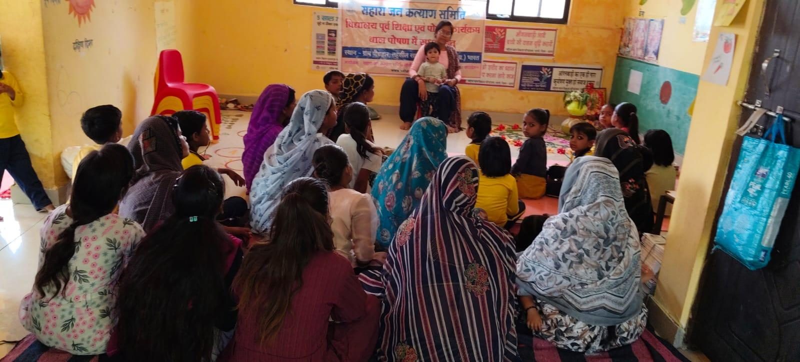 Women attending a health and nutrition awareness session at a Sahara centre