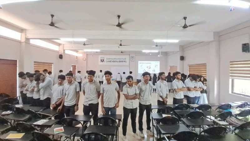 Project Kaushal: participants standing for a group activity in a training hall